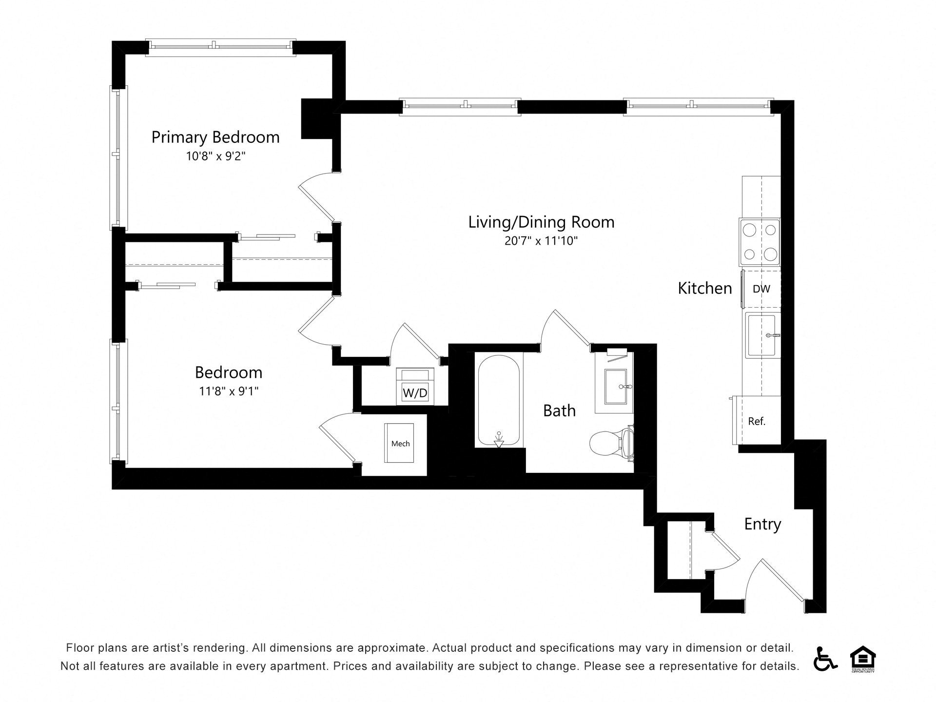 2 Beds |  2 Baths |  "apartment"
